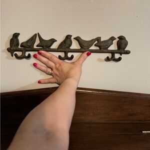 Vintage Cast Iron Rustic Bird Wall Hook Decor